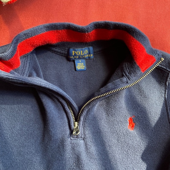 Navy boys POLO 1/4 zip - Picture 3 of 4